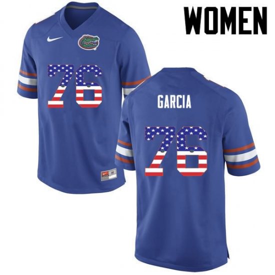 Women's Florida Gators #76 Max Garcia NCAA Nike Blue USA Flag Fashion Authentic Stitched College Football Jersey DLW1862FO